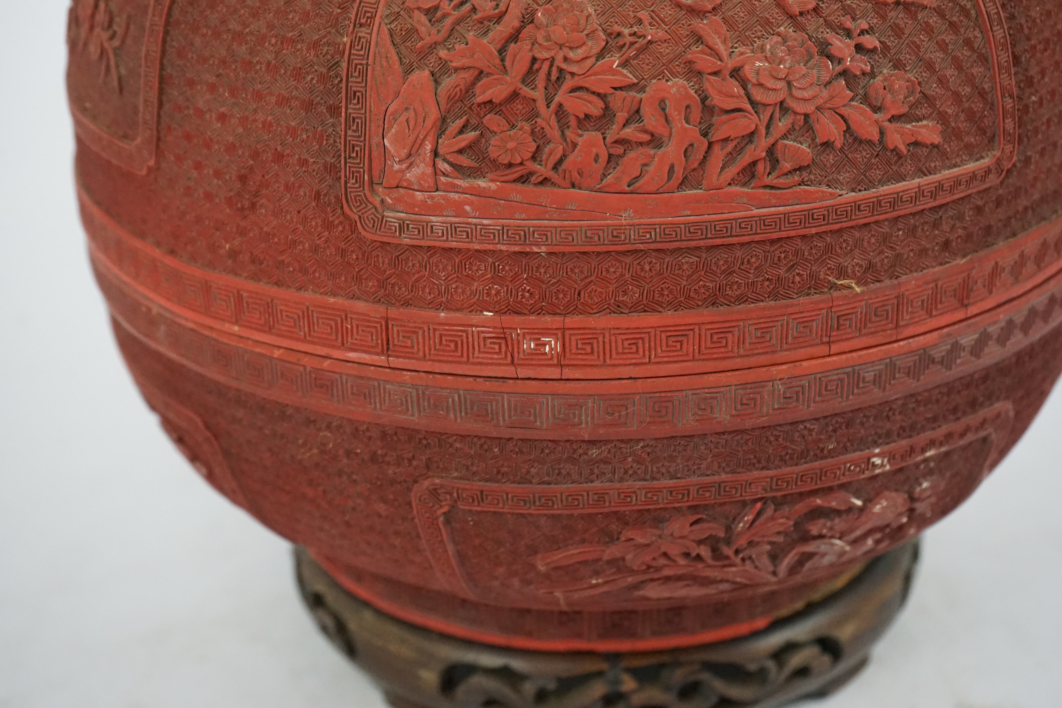 A Chinese cinnabar lacquer box and cover, 18th/19th century